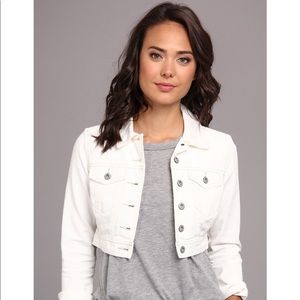 Free people ivory distressed jean crop jacket sz0
